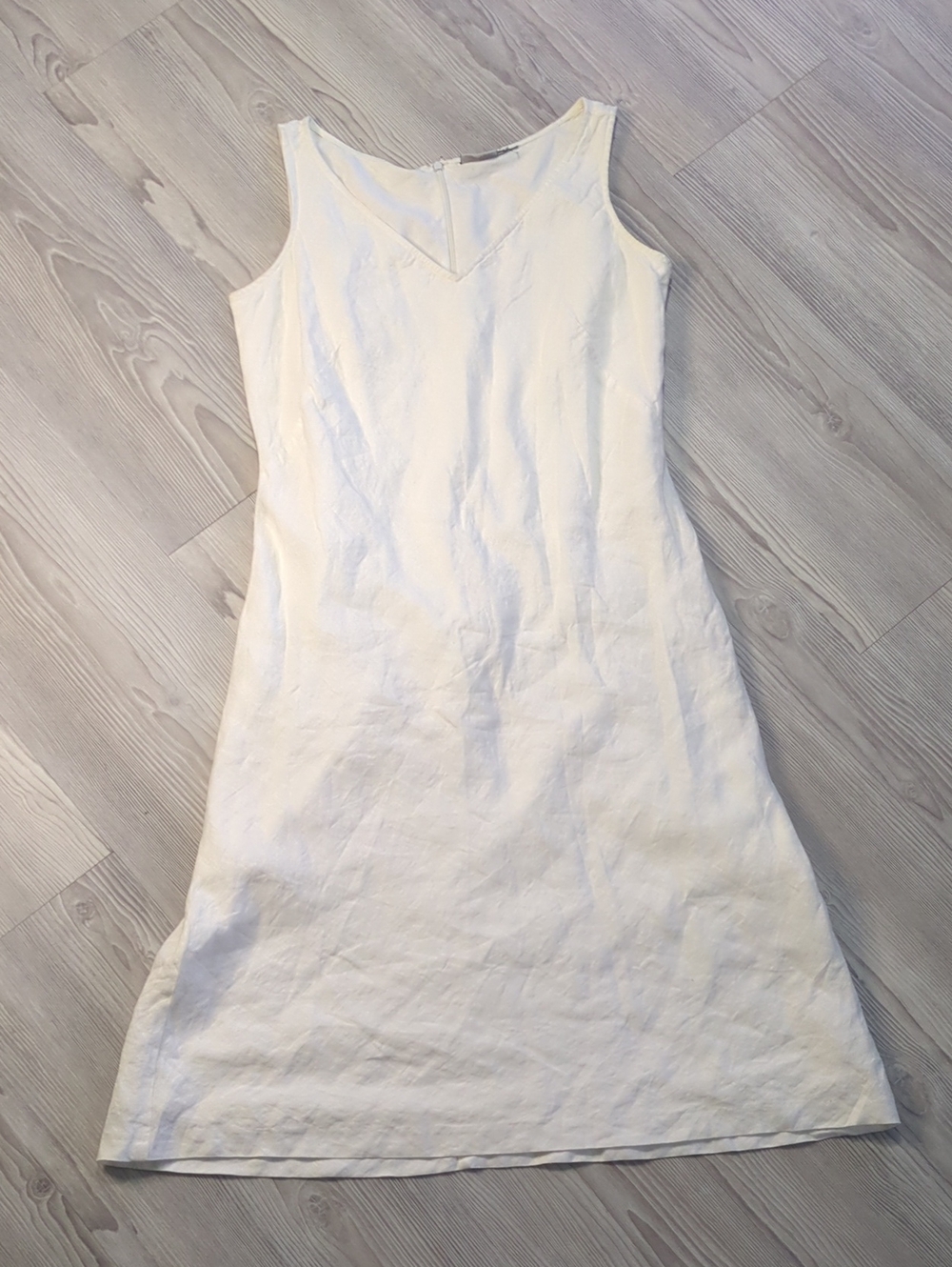 Vintage Spiegel White Linen Blend Sheath Dress Sleeveless V-Neck Lined Est 6/8